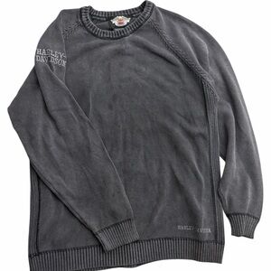 Harley-Davidson Men’s XL Black‎ 100% Cotton Crewneck Sweater Knit Logo Pullover